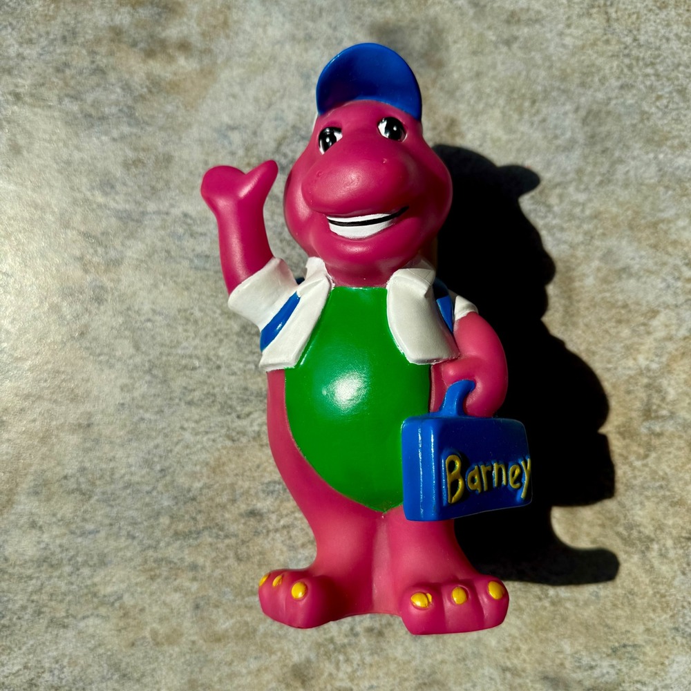 Vintage 1992 Barney Coin Bank 7" Plastic Piggy‎ Bank Classic PBS Dinosaur
